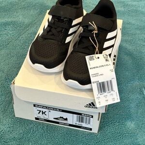 ADIDAS Infant & Toddler Runfalcon 5 Size 7K Core Black/Cloud White Brand New NIB